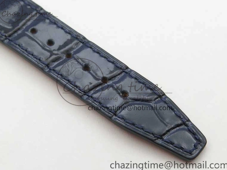 MIROTIME 0429 Portofino 37mm SS V7F 1:1 Best Edition Blue Dial Diamonds Bezel on Blue Leather Strap A Chic 7093